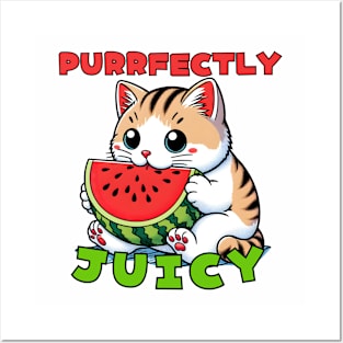 Watermelon cat Posters and Art